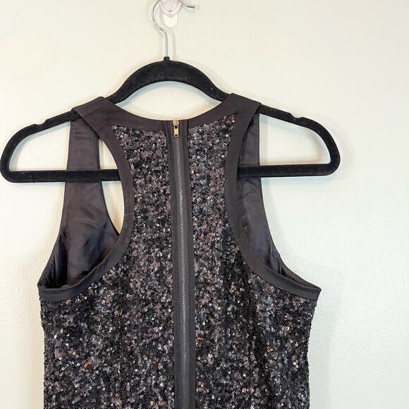 Nanette Lepore Women's Black Sleeveless Sequins Feathers Disco Dress Size 4 - Picture 2 of 11